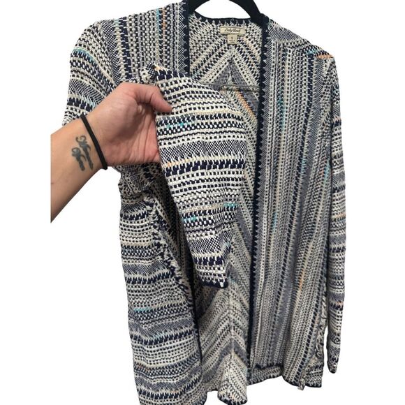 Lucky Brand Tan Chunky Knit Western Cardigan Sweater Size M Fall Cozy Boho - Picture 6 of 8